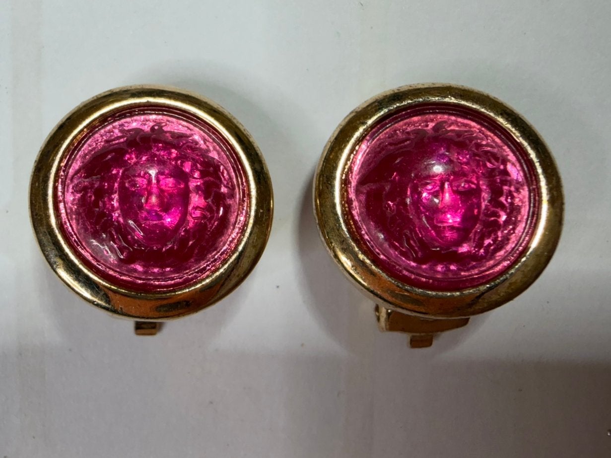 Vintage Gianni Versace clip-on oorbellen, Ophalen, Gebruikt, Goud, Overige materialen