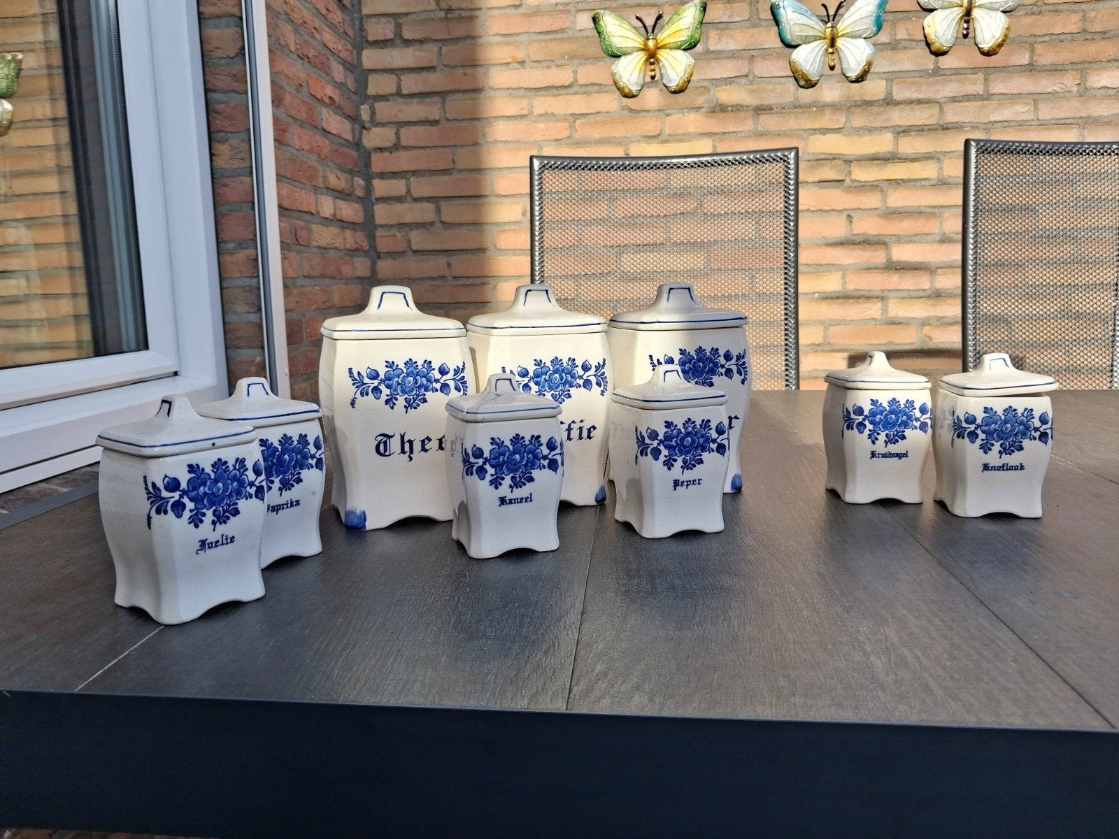 Antieke Delfts Blauwe Keukenpotten Set - 8 Stuks, Antiek en Kunst, Ophalen