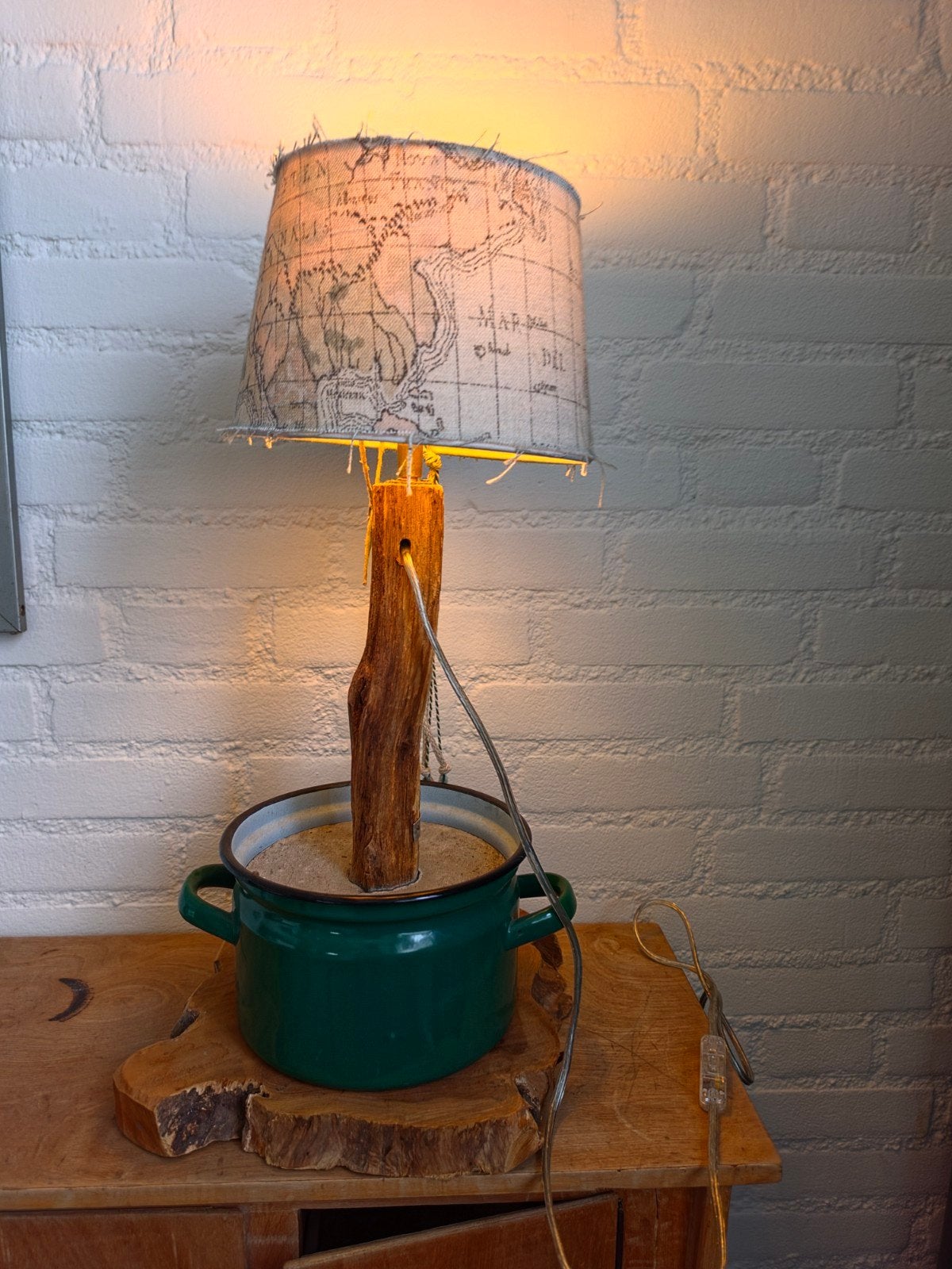 Stoere lamp Stapelgoed, Ophalen, Groen, Nachtlamp, Zo goed als nieuw