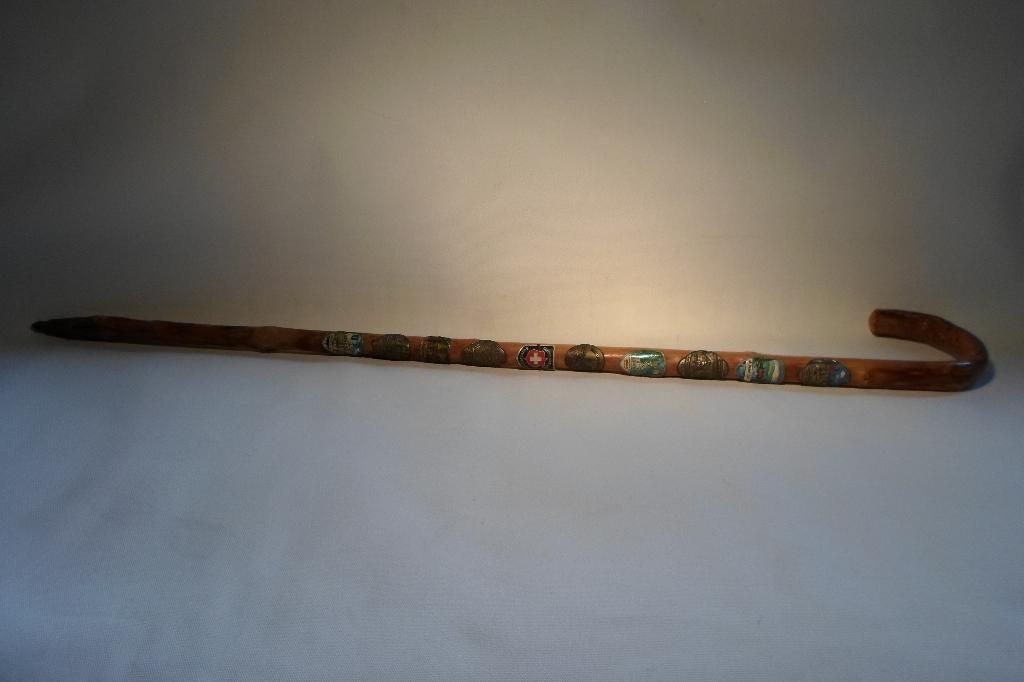 Vintage Wandelstok met 10 Emblemen, Ophalen of Verzenden, Zo goed als nieuw