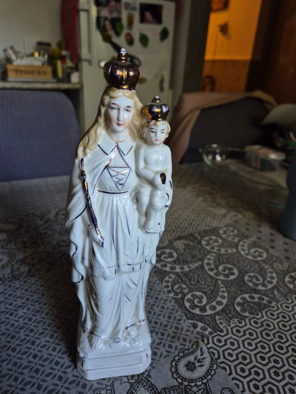 Vintage Mariabeeld met Kind - Porselein, Antiek en Kunst, Ophalen of Verzenden