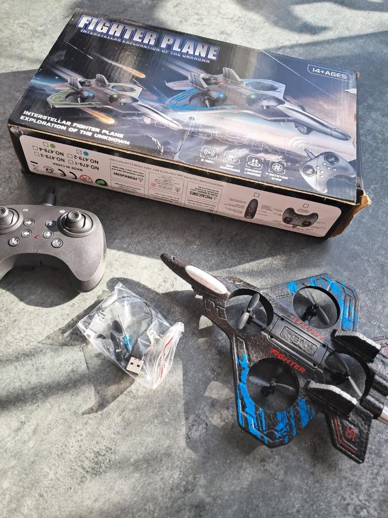 Fighter Plane Drone met Afstandsbediening, Ophalen of Verzenden, Zo goed als nieuw, Elektro, RTF (Ready to Fly)