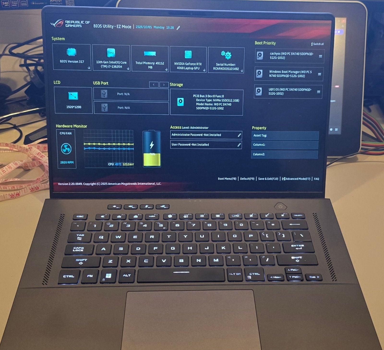 ASUS ROG Zephyrus GU603 Gaming Laptop i7-13620H, RTX 4060, Computers en Software, Met videokaart, Qwerty, Intel Core i7-13620H
