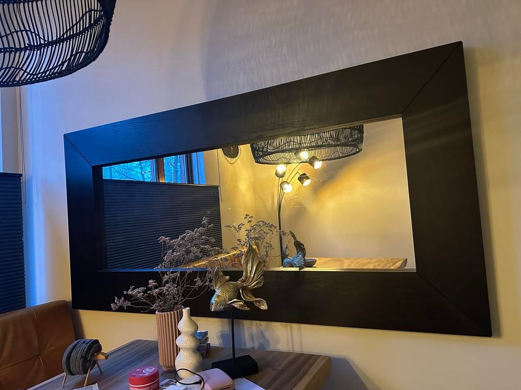 Mooie zwarte Mongstad Ikea spiegel, Ophalen, Gebruikt, 75 tot 100 cm, 150 tot 200 cm