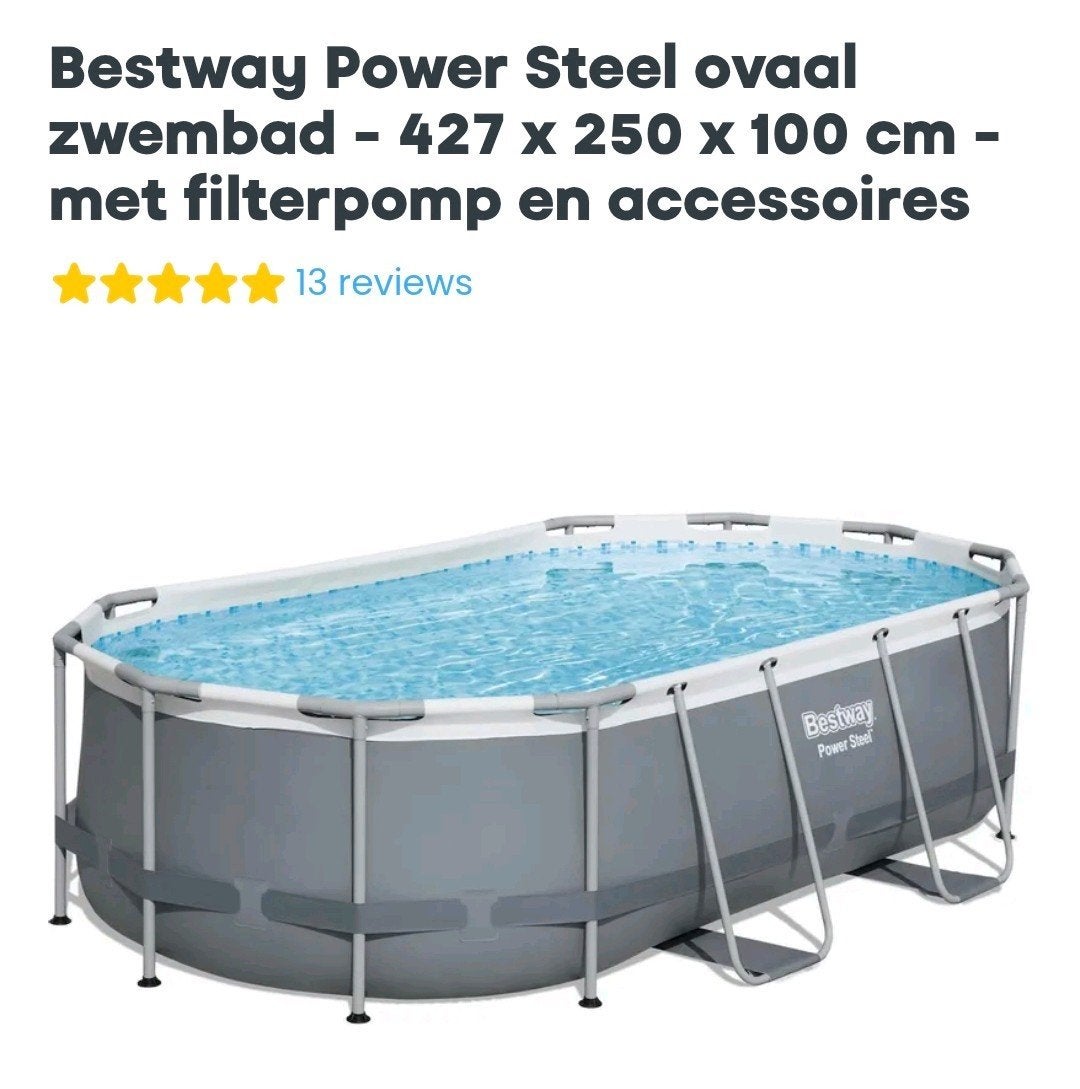 Bestway zwembad 427x250x100 incl.zie omschrijving, Tuin en Terras, Ophalen, 200 tot 300 cm, 80 tot 120 cm, Zo goed als nieuw