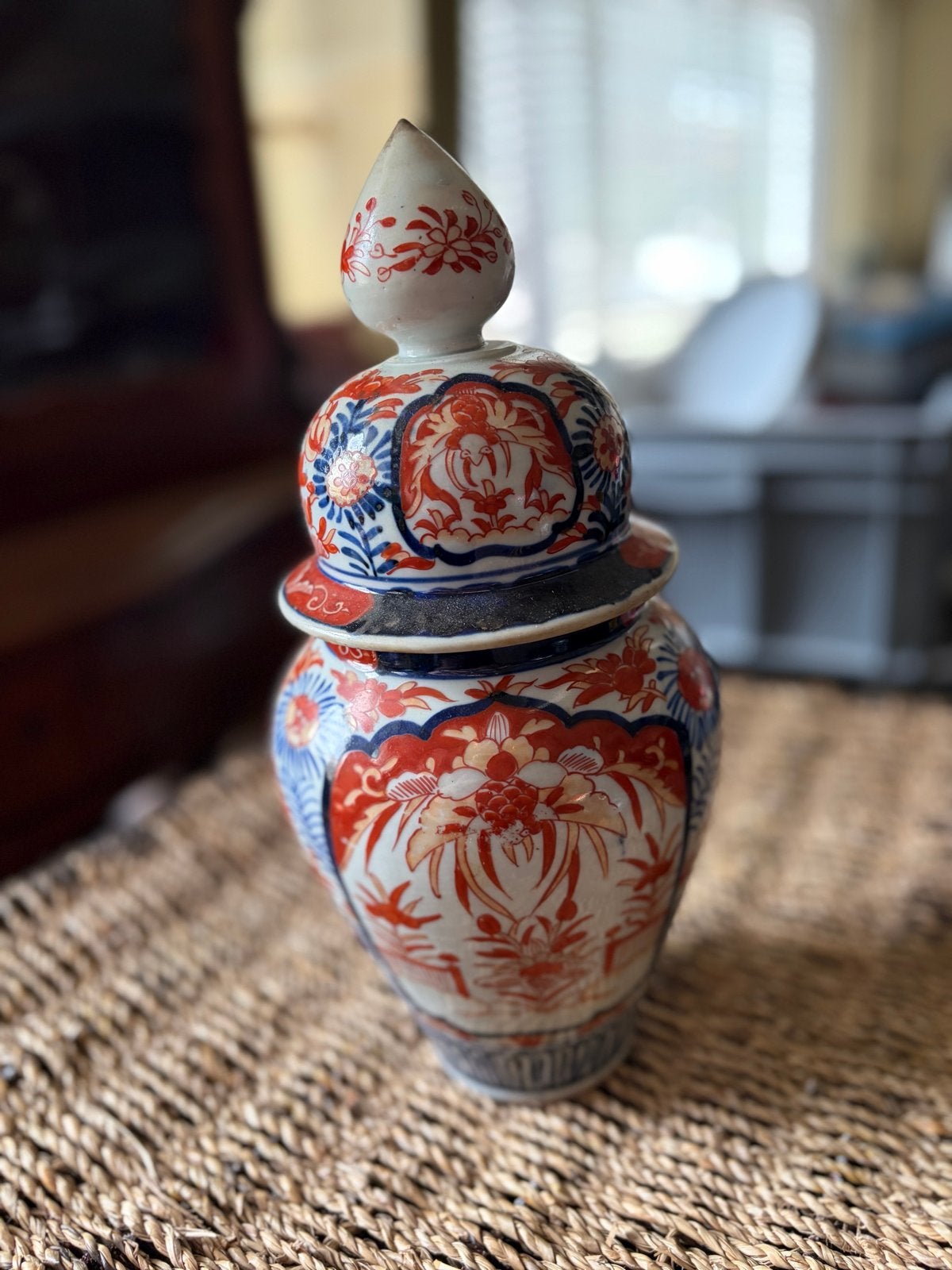 Antieke Chinese Gemberpot met Deksel - Handgeschilderd, Antiek en Kunst, Ophalen of Verzenden