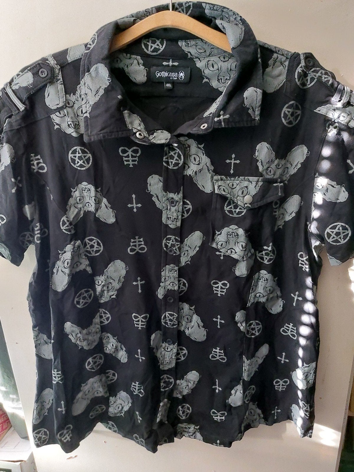 Gothicana overhemd 4XL met print, Zwart, Gothicana, Ophalen of Verzenden, Zo goed als nieuw