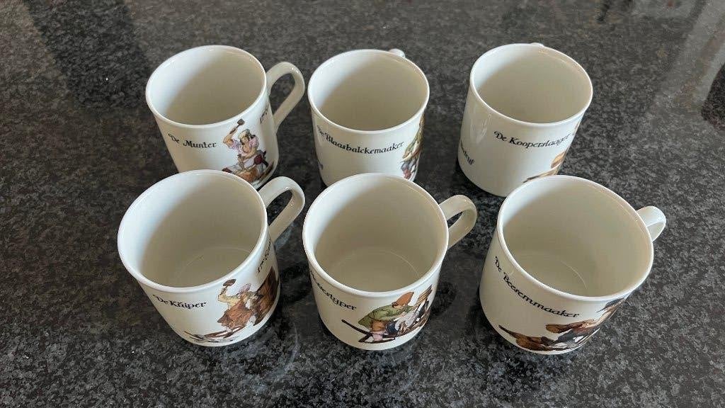 6 Oude beroepen mokken, Huis en Inrichting, Klassiek, Ophalen of Verzenden, Zo goed als nieuw, Kop(pen) en/of Schotel(s)