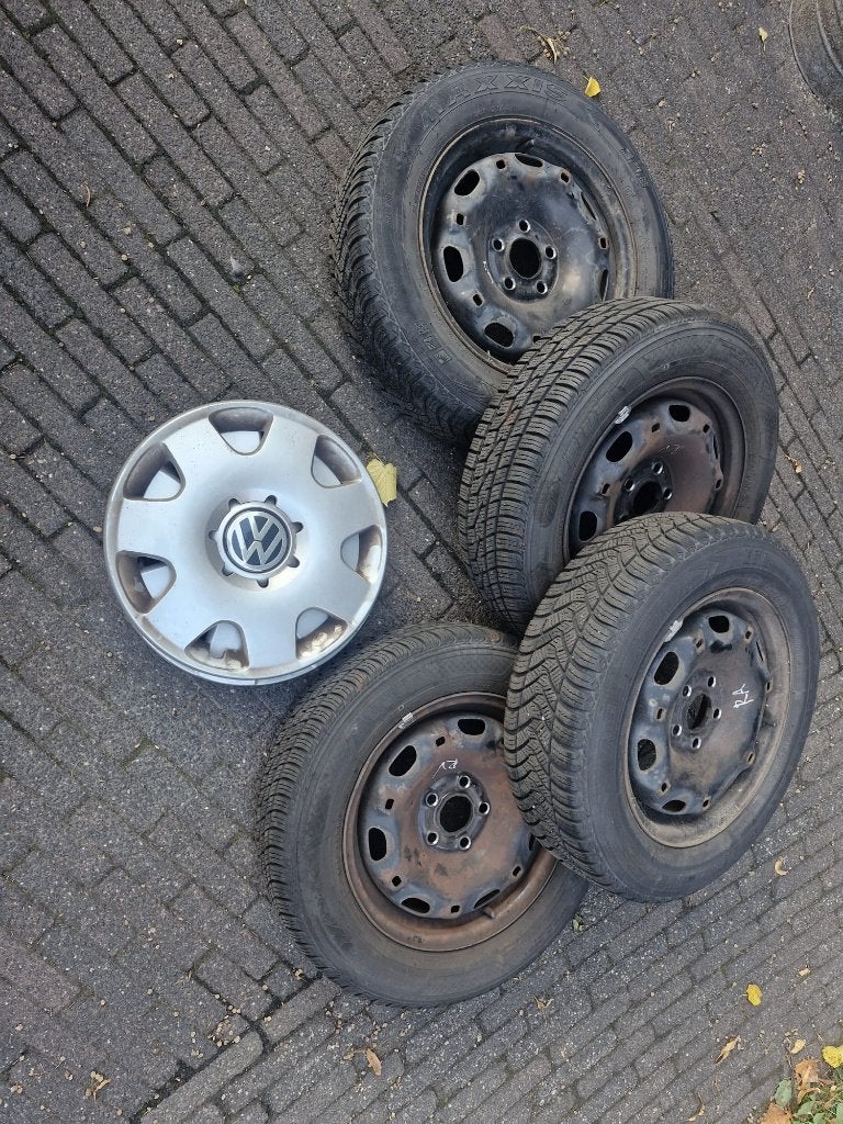 4 wielen met banden. VW Polo IGST - 165 / 70 / R14, Auto-onderdelen, Ophalen, 14 inch, Gebruikt, Banden en Velgen