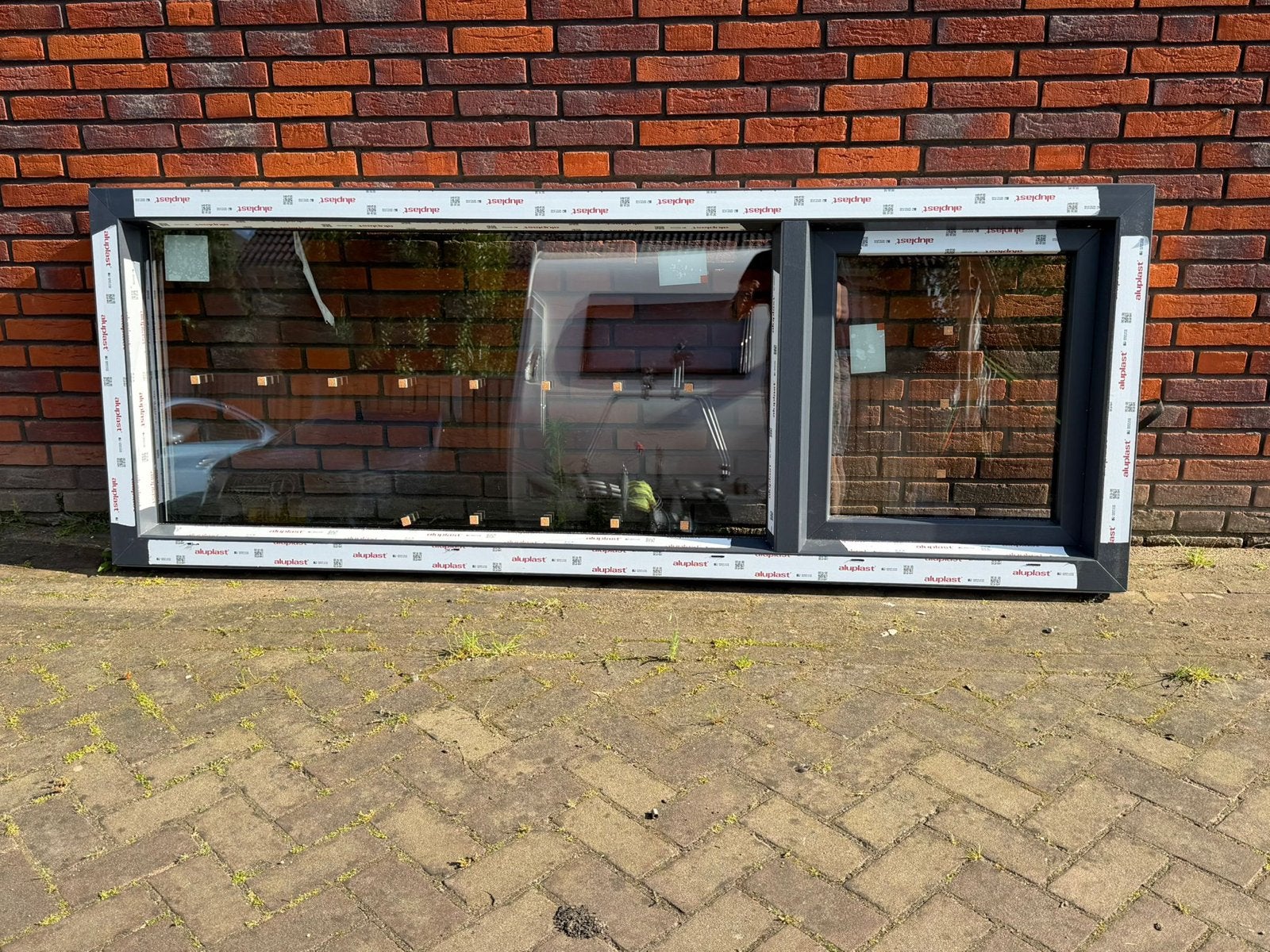 Nieuw Kunststof Draaikiepraam 2210x830 HR+++ Glas Antraciet, Doe-het-zelf en Verbouw, Deuren en Horren, Ophalen, Kunststof, 120 cm of meer