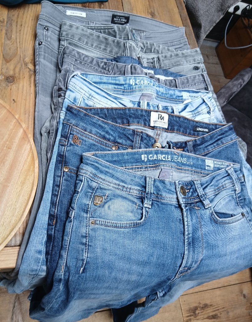 6 Spijkerbroeken, Ophalen, Gedragen, Maat 46 (S) of kleiner, Blauw
