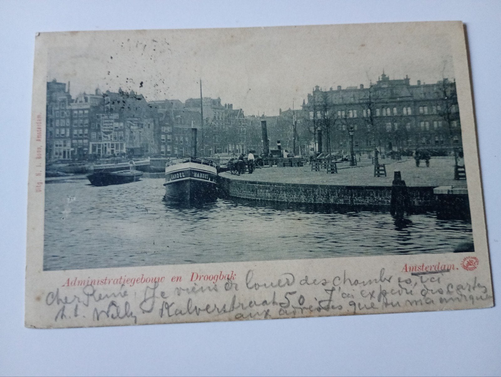 Amsterdam Droogbak met Scheepvaart 1901, Ophalen of Verzenden, Voor 1920, Gelopen, Noord-Holland