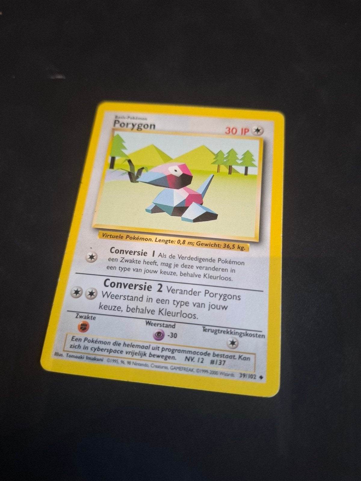 Porygon Pokémon Kaart - Basic Pokémon 30 IP, Ophalen of Verzenden, Gebruikt, Losse kaart