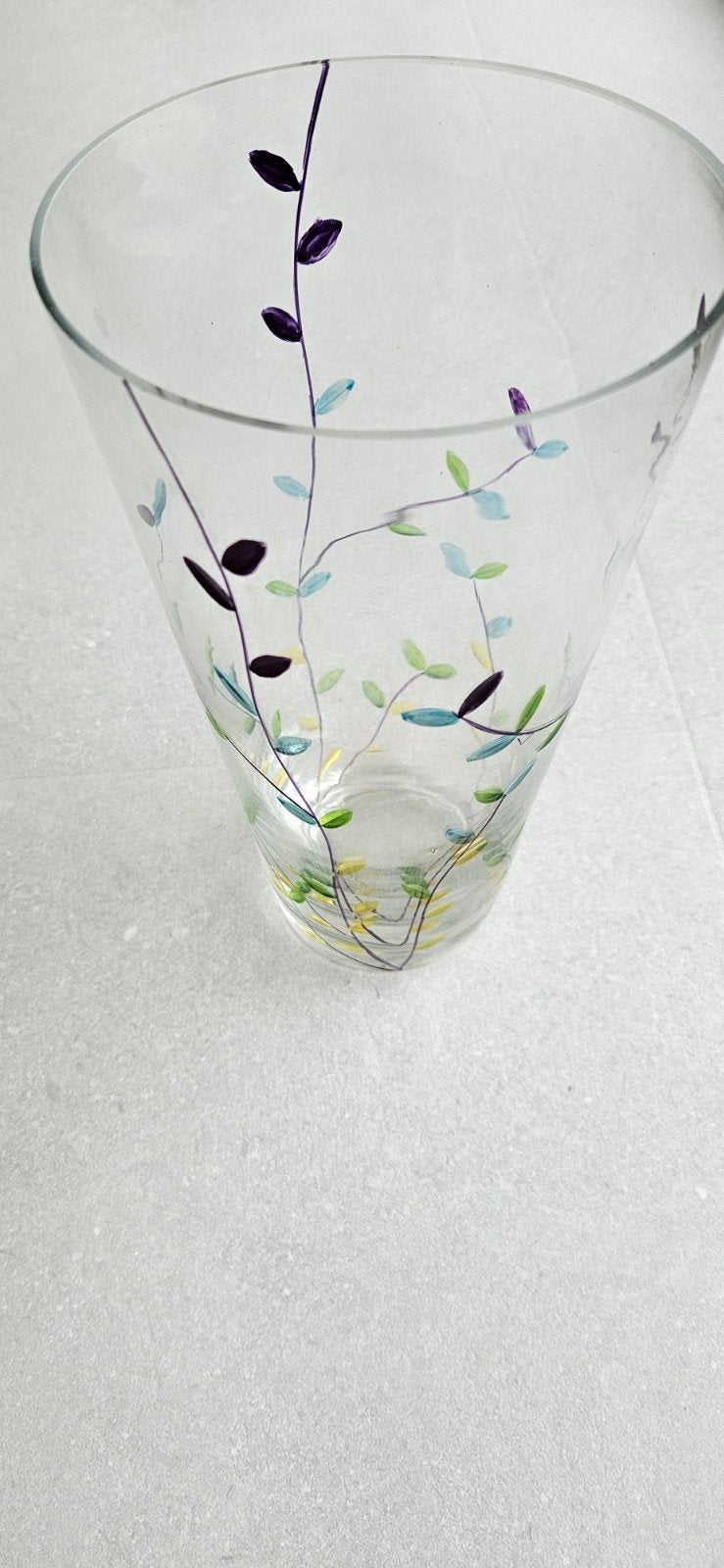 Handbeschilderde vaas- Paul Nagel, Handgemaakt, 25 cm, Ophalen of Verzenden, Glas