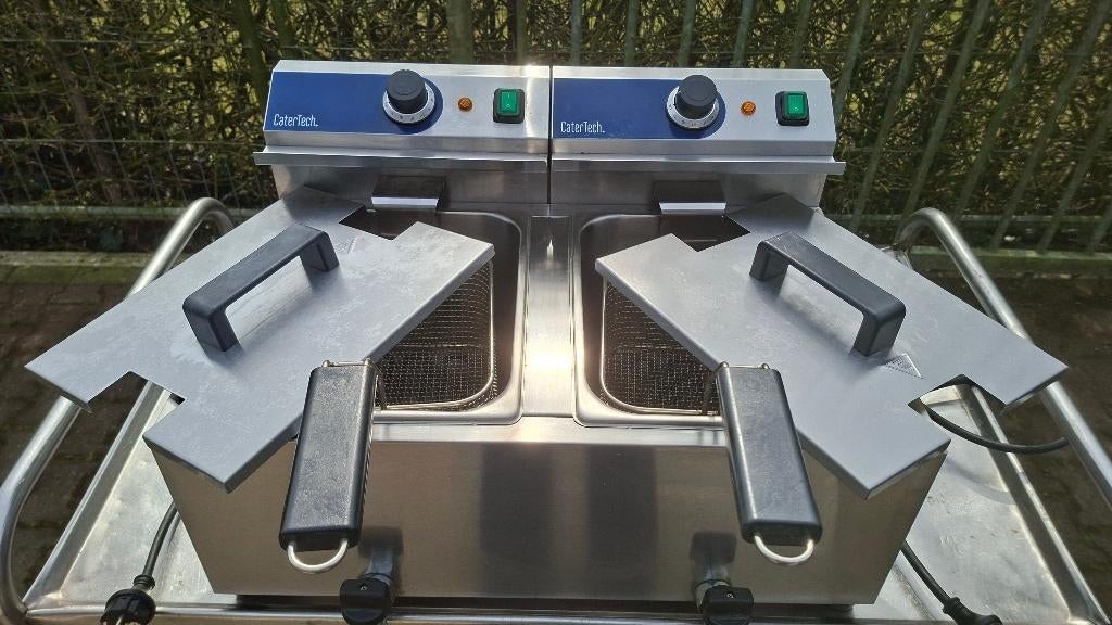 Catertech Electrische dubbele Frituurpan 2x 8L Met Tapkraan., Ophalen, 4 liter of meer, ., Zo goed als nieuw