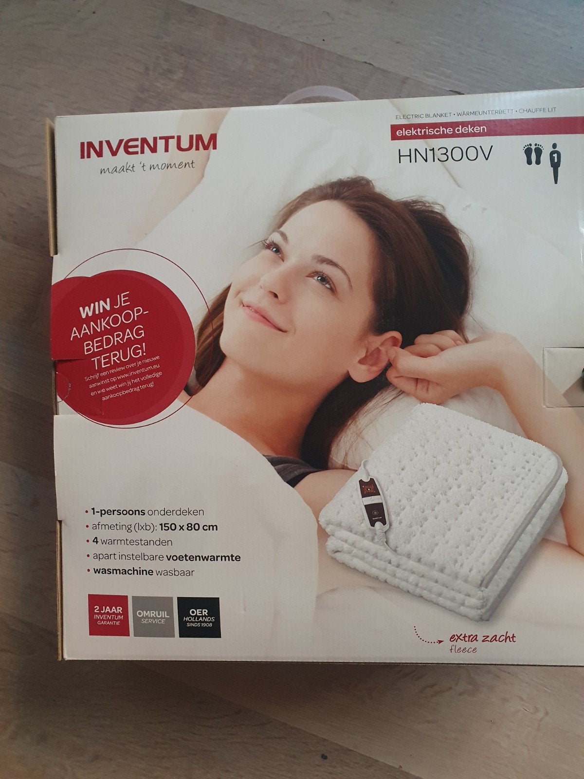 Inventum HN1300V Elektrische Deken - 1-persoons onderdeken, Huis en Inrichting, Eenpersoons, Wit, Nieuw, Ophalen of Verzenden