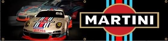 PORSCHE MARTINI BANNER 45X180 CM MET BEVESTIGGINGS OGEN, Ophalen of Verzenden, Nieuw