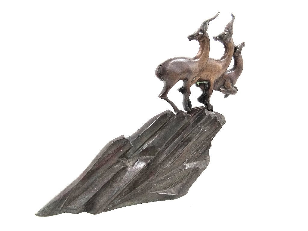 Bronzen Art Deco figuur, Art deco, Ophalen of Verzenden, Beeld, Gepatineerd