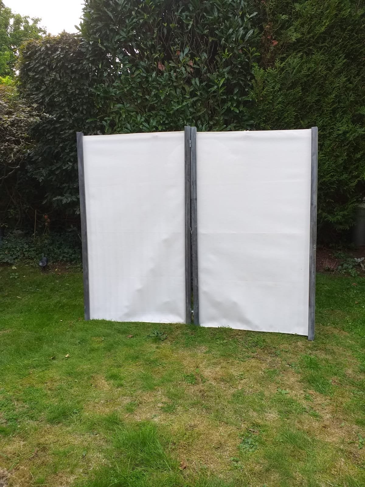 Tuinscherm Luca - Hardhout / Grijs-wit, Tuin en Terras, Ophalen, Minder dan 100 cm, Nieuw, 150 tot 200 cm