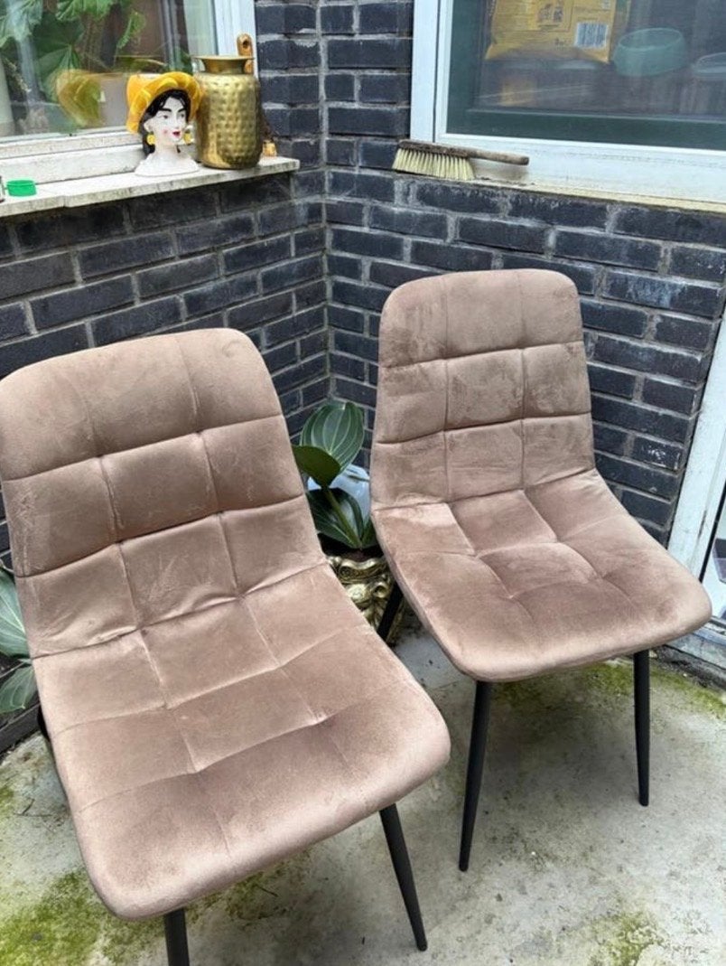 8x PoleWolf Carre stoelen - Velvet - Brons, Huis en Inrichting, Stoelen, Ophalen, Overige kleuren, Zo goed als nieuw, Stof