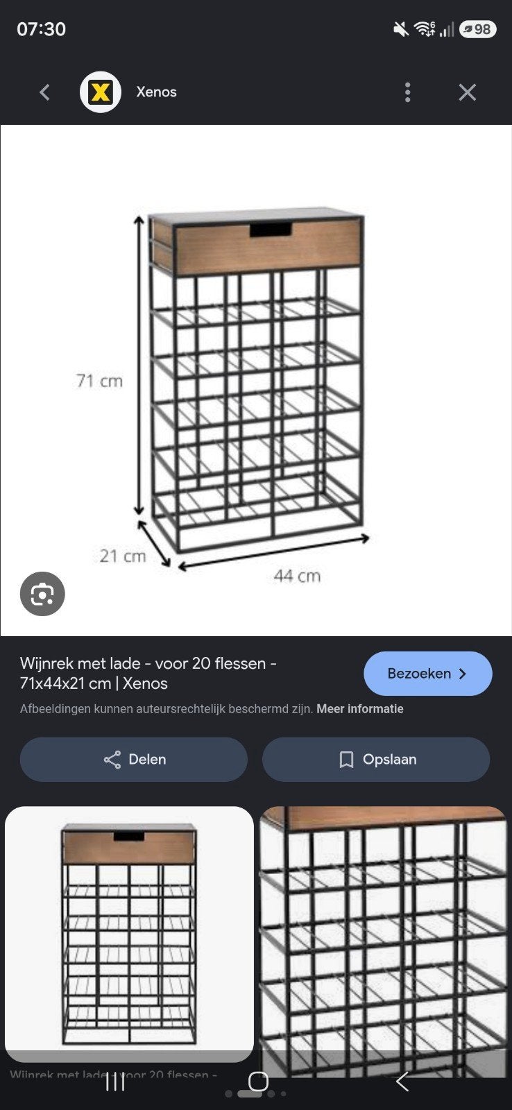 Wijnrek Xenos met lade - goede staat, Ophalen