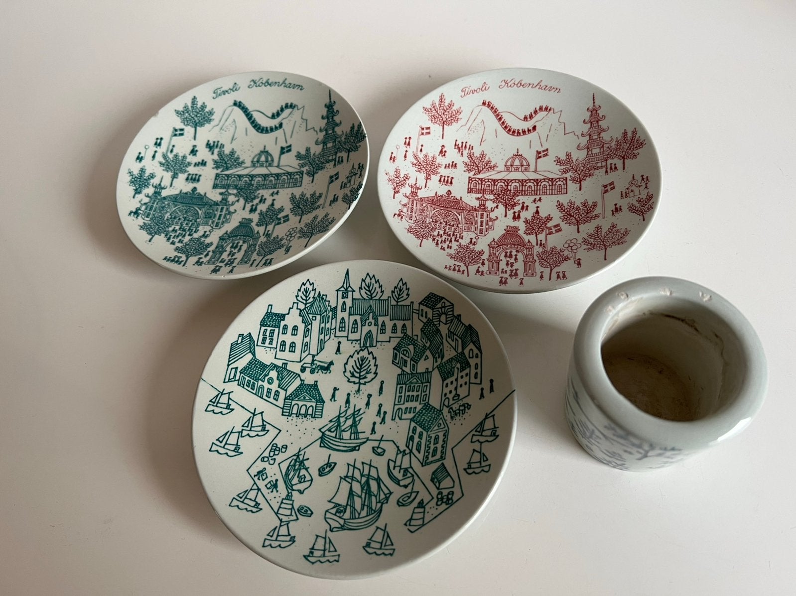 4 Vintage Denmark Nymolle Bordjes Lepelvaasje 60’s, Ophalen of Verzenden