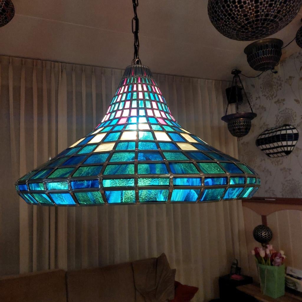 Glas in lood lamp., Ophalen of Verzenden, Glas, Minder dan 50 cm
