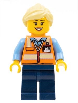 LEGO Train trn245 Train Worker - Female, Orange Safety Vest, Overige thema's, Lego, Nieuw, Ophalen of Verzenden