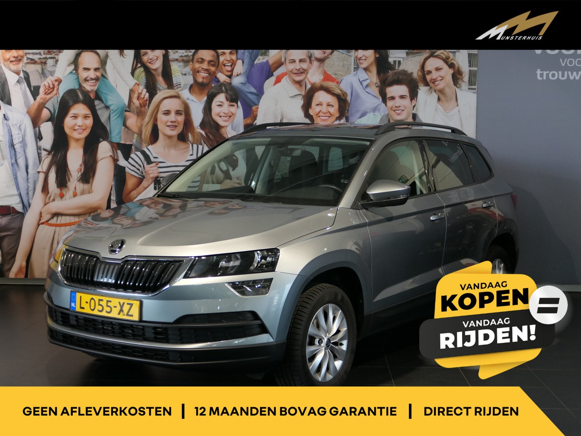Skoda Karoq 1.0 TSI Business Edition - Occasion Lease vanaf, Auto's, Stof, Gebruikt, Handgeschakeld, Automatische klimaatregeling