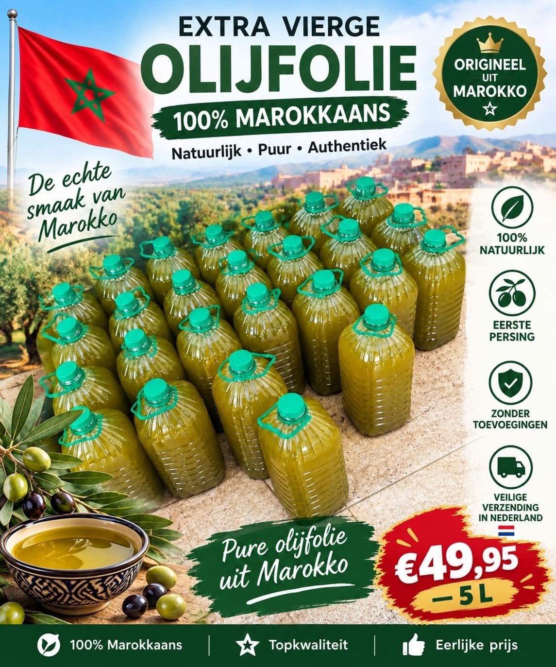 100% puur olijfolie, Diversen, Ophalen of Verzenden