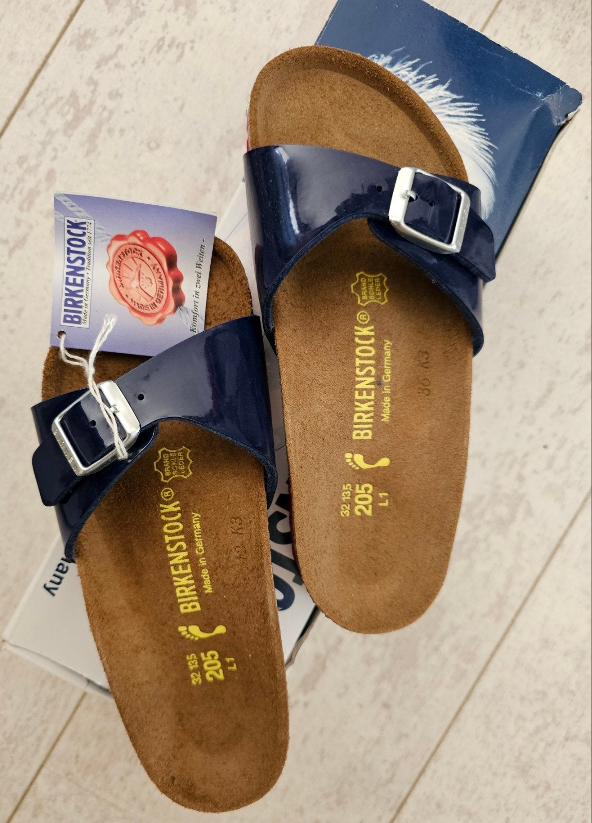 Nieuwe Birkenstock slippers, maat 32, donkerblauw, Ophalen, Nieuw