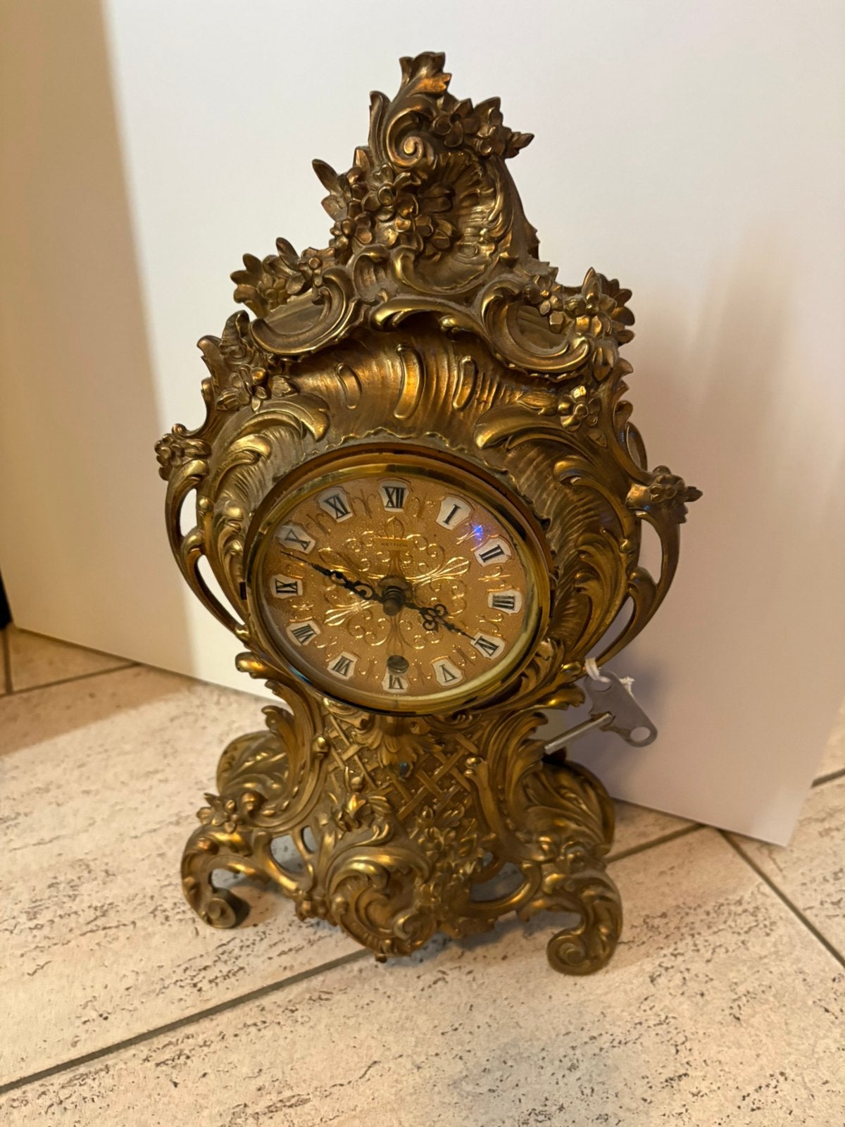 Antieke Franse Vergulde Bronzen Mantelklok, Antiek en Kunst, Antiek | Klokken, Ophalen