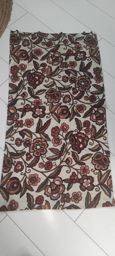 Vintage gordijnen gordijnstof bloemen creme bruin, Overige merken, Ophalen of Verzenden, Zo goed als nieuw, Katoen