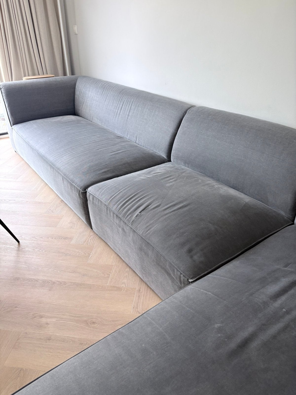 Gratis af te halen: Hoekbank antraciet grijs + hocker, Ophalen, Gebruikt, 300 cm of meer, 75 tot 100 cm