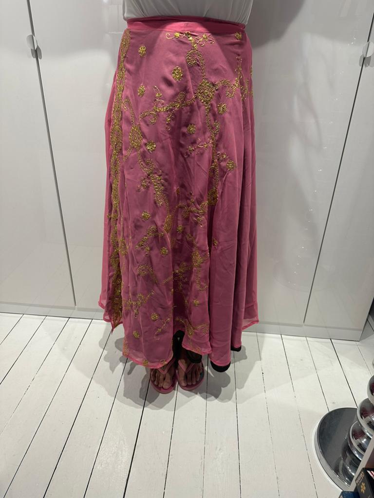Roze met goud Indiase wikkelrok, Kleding | Dames, Ophalen of Verzenden, Gedragen, Maat 38/40 (M), Kleding