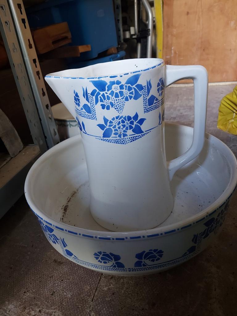 Mooie oude lampetstel blauw/wit, Ophalen of Verzenden