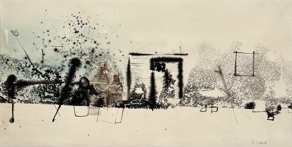 417. Gemengde techniek, F. Slana - abstract, Slovenië, Antiek en Kunst, Ophalen