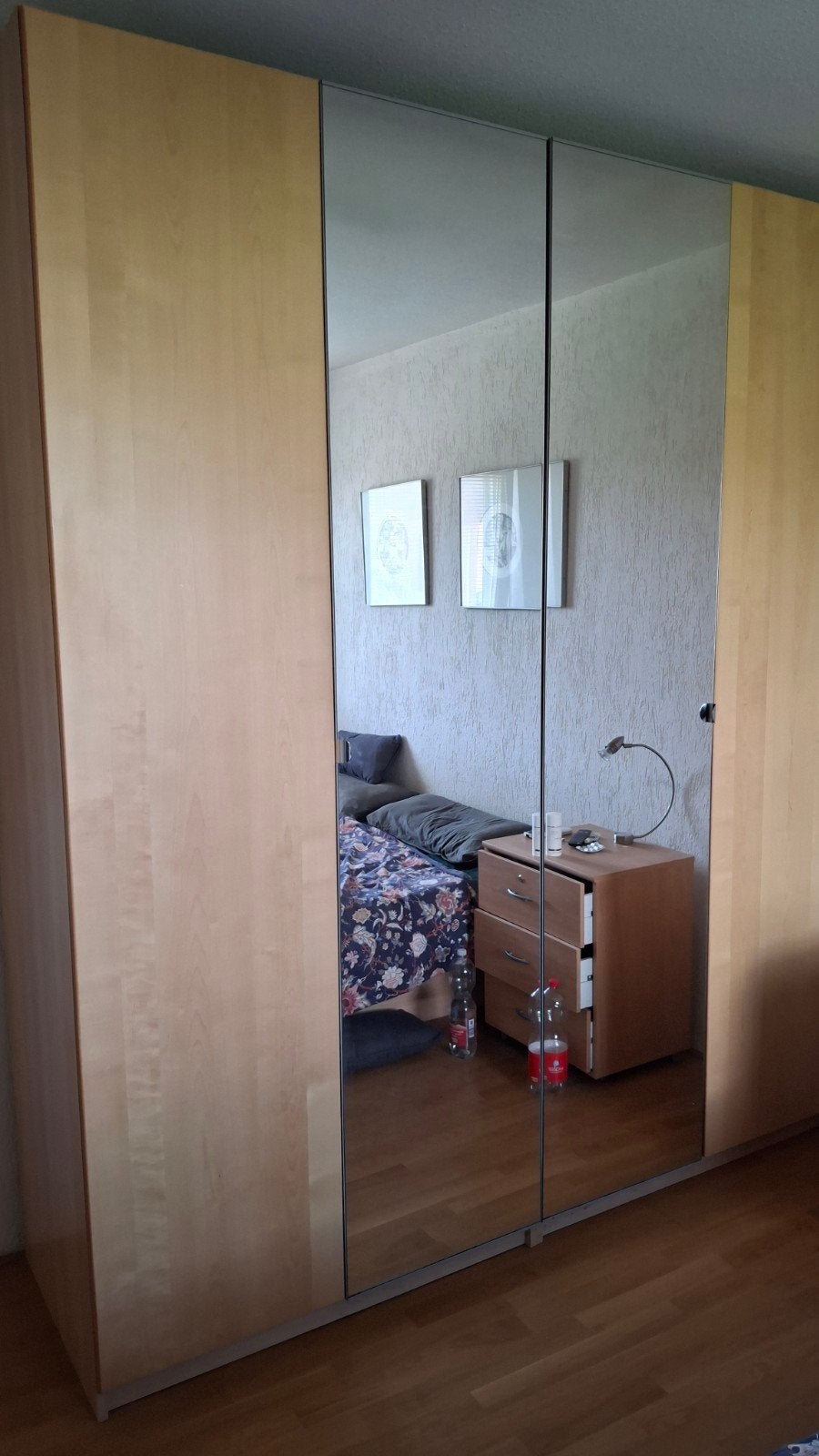 IKEA PAX Kledingkast met spiegeldeuren en lades, Glas, 200 cm of meer, 150 tot 200 cm, Zo goed als nieuw