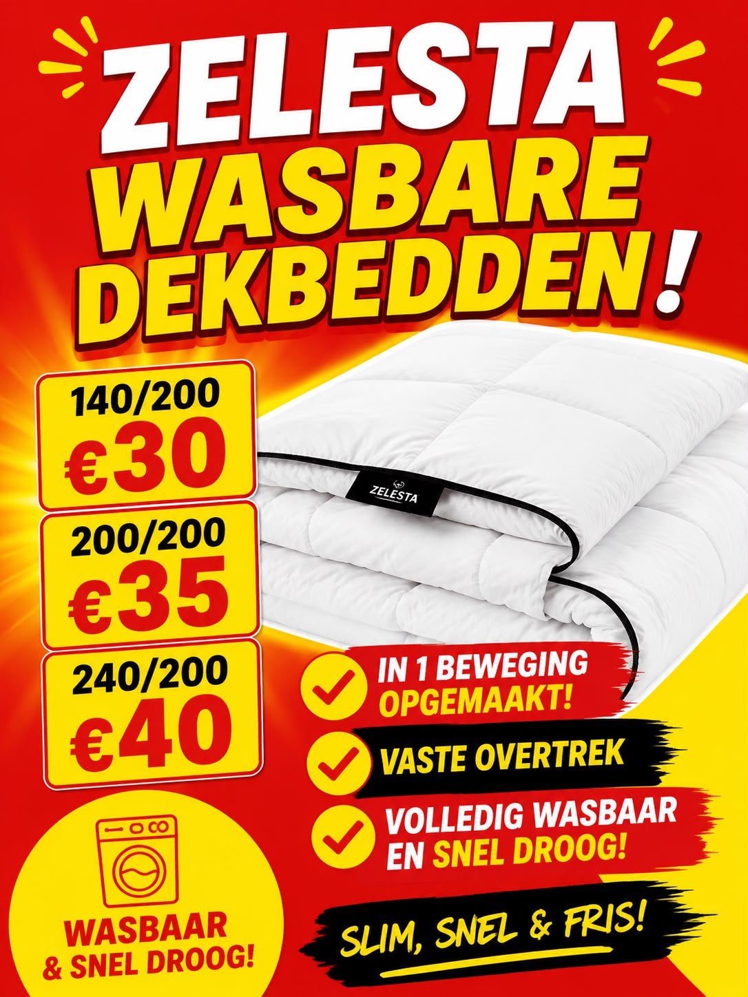Verkoelde dekbedden uitwasbaar pop up Presikhaaf arnhem ‼️, Ophalen of Verzenden, Nieuw