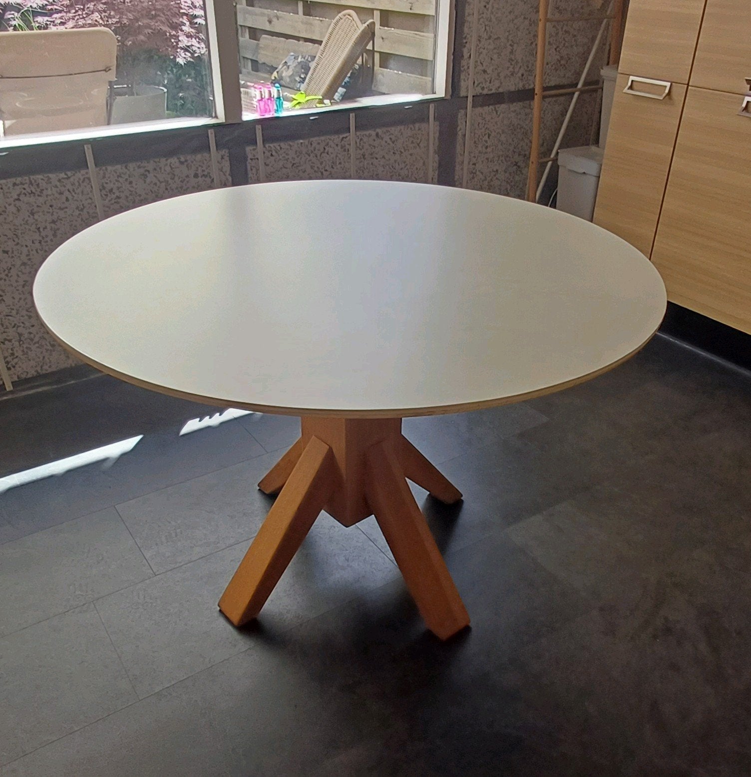 Nieuw tafelblad keramiek lichte marmer wit look 120 cm, Ophalen of Verzenden, Nieuw, Trommel