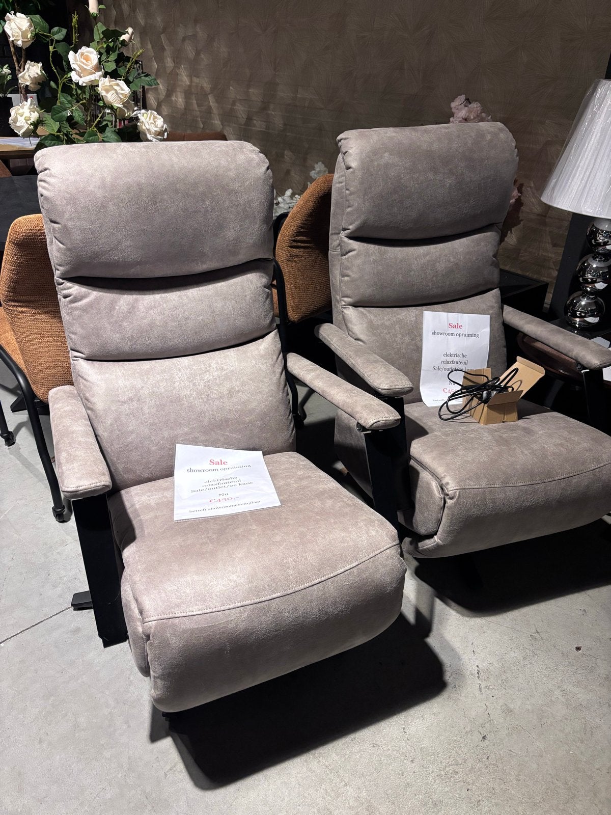 Elektrische Relaxfauteuil - Showroom Opruiming - Grijs, Huis en Inrichting, Fauteuils, Ophalen, Zo goed als nieuw, Stof, 75 tot 100 cm