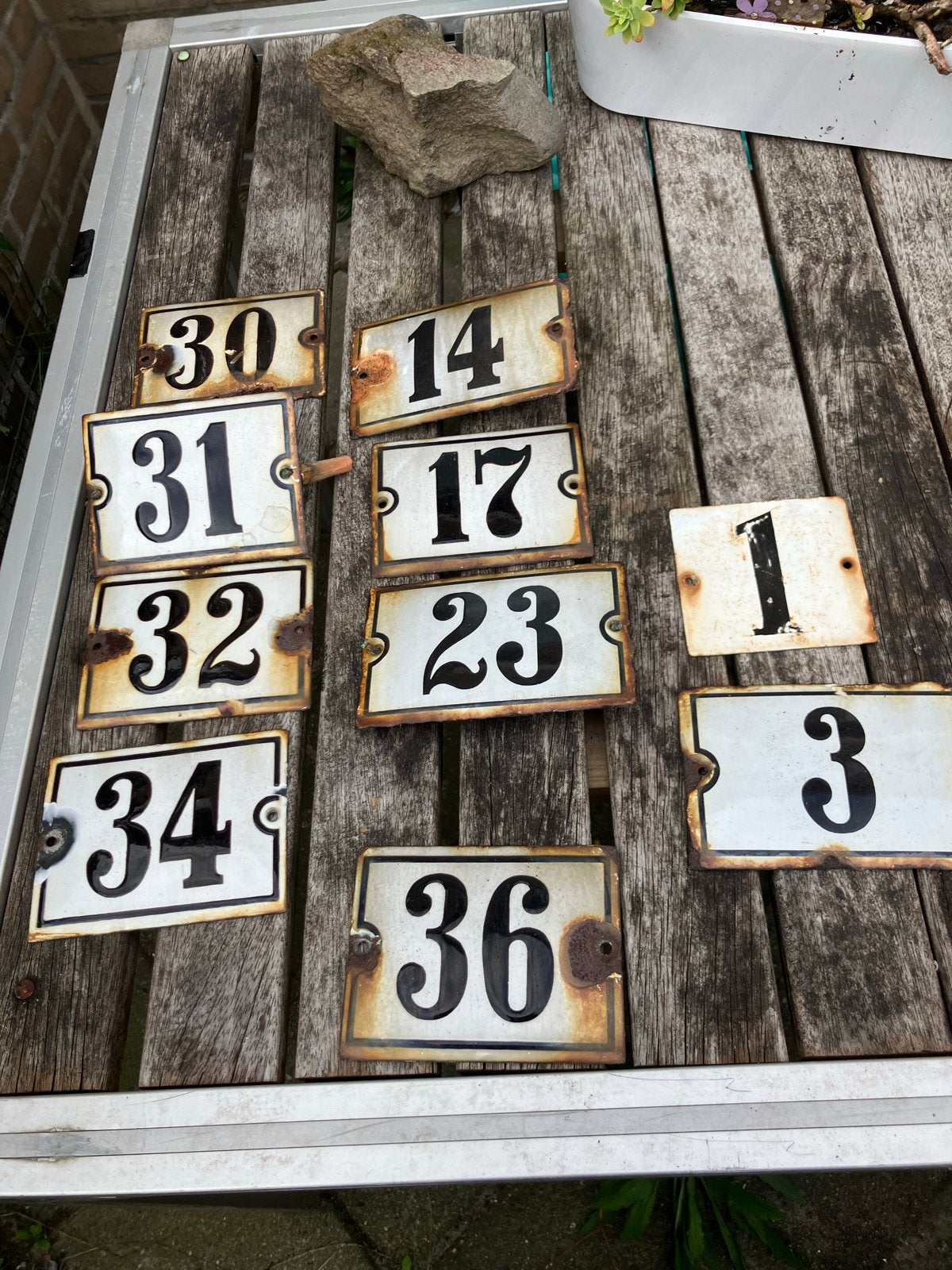 Vintage geëmailleerde huisnummers (diverse), Antiek en Kunst, Ophalen of Verzenden