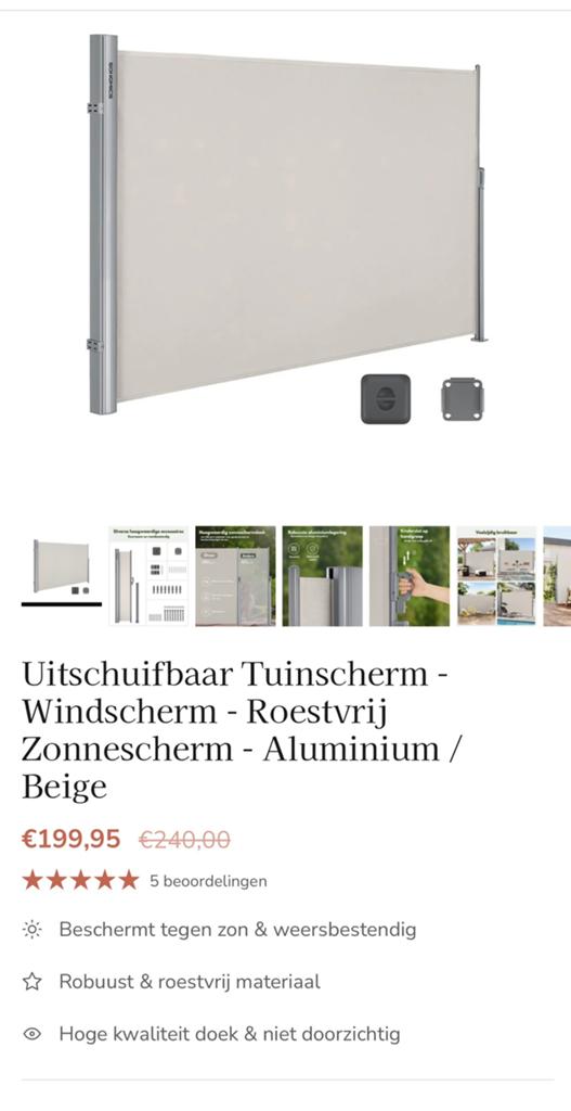 2 Uitschuifbare zonneschermen, Ophalen, Nieuw, Knikarmscherm