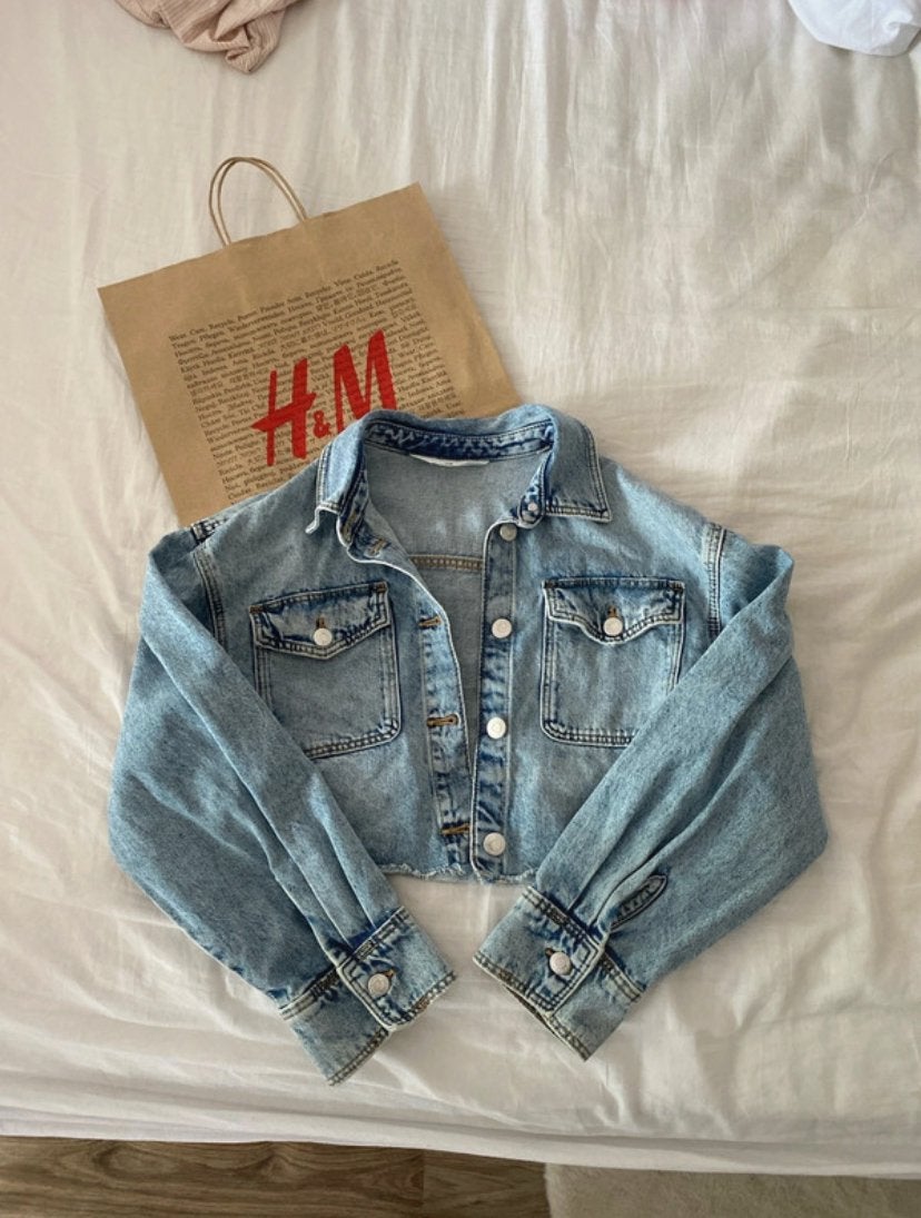 Spijkerjasje H&M, Ophalen of Verzenden, Zo goed als nieuw, Maat 34 (XS) of kleiner, Blauw