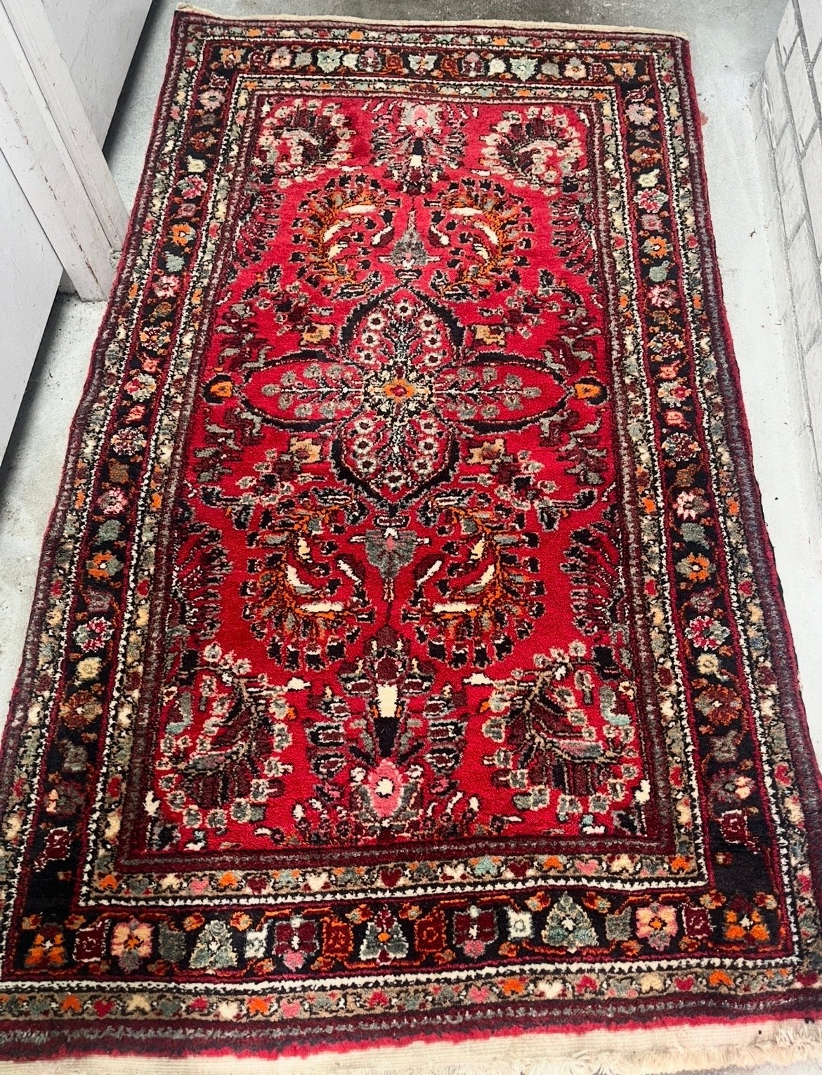 Handgeknoopt Oosters Tapijt - Sarouk Wol Kleed, Gebruikt, 100 tot 150 cm, Ophalen of Verzenden, 150 tot 200 cm