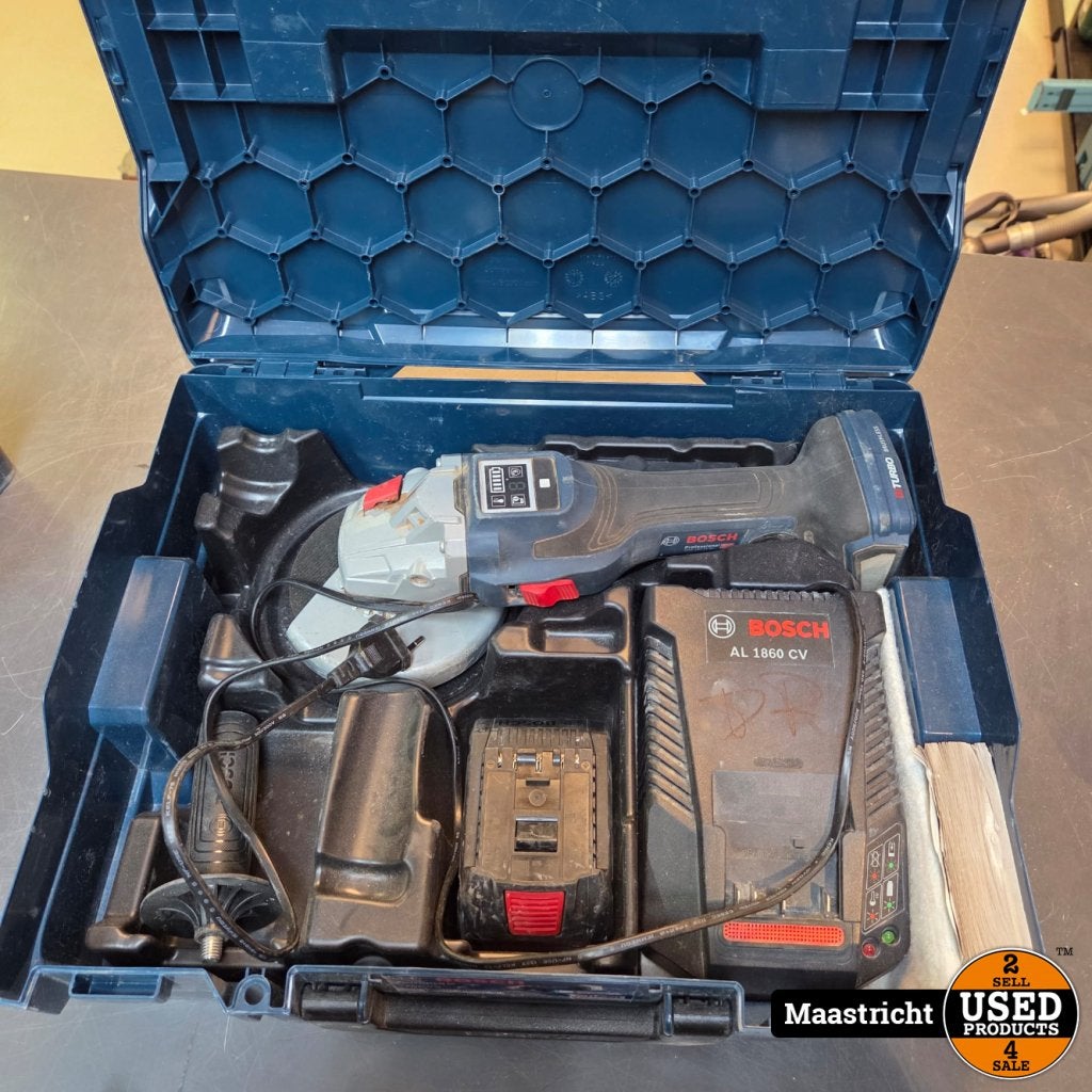 Bosch Pro GWS 18V-15 SC 125 mm Haakse Slijper + accu en lade, Bosch, Gebruikt, Support@bosch.com, Robert Bosch GmbH
Robert-Bosch-Platz 1
70839 Gerlingen-SchillerhÃ¶he
Germany