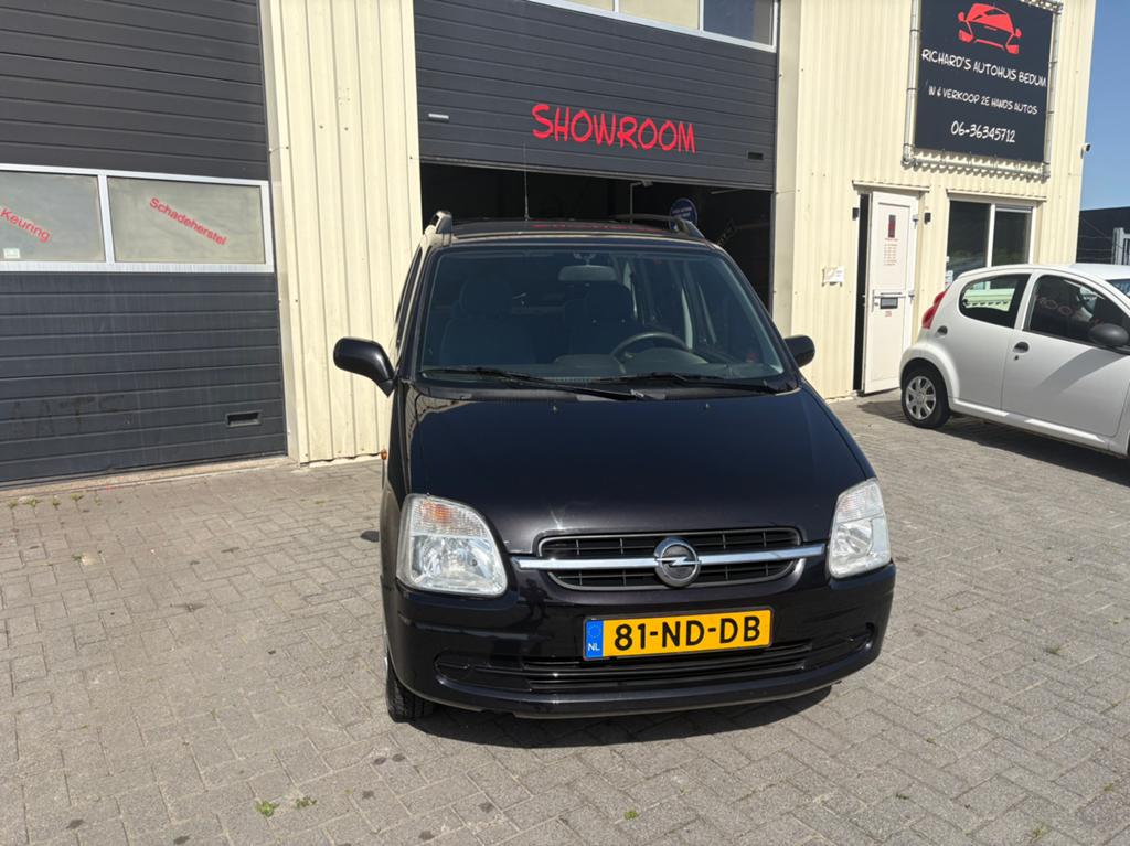 Opel Agila 1.2 I 16V 2003 Zwart, Nieuwe APK trekhaak, Voorwielaandrijving, Stof, Zwart, Zwart