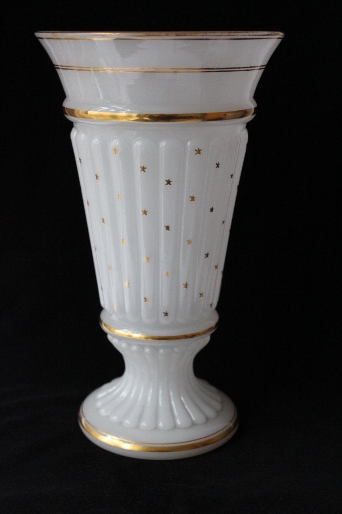 Antieke Franse Portieux Vallerysthal opaline glas vaas 1900, Ophalen of Verzenden
