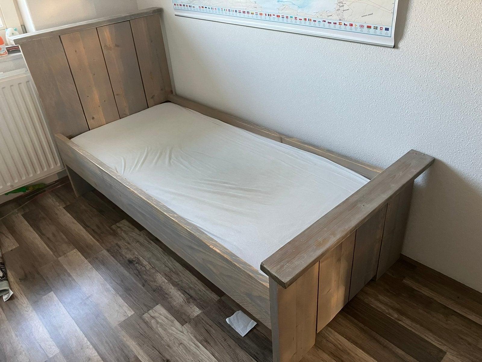 Steigerhouten bed, Ophalen, Gebruikt, Steigerhout, Eenpersoons