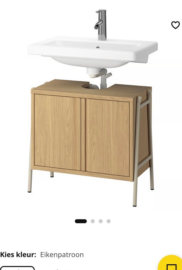 Wastafel kast eiken Ikea, Huis en Inrichting, Badkamer | Badkamermeubels, Ophalen, 50 tot 100 cm, Zo goed als nieuw, Minder dan 100 cm